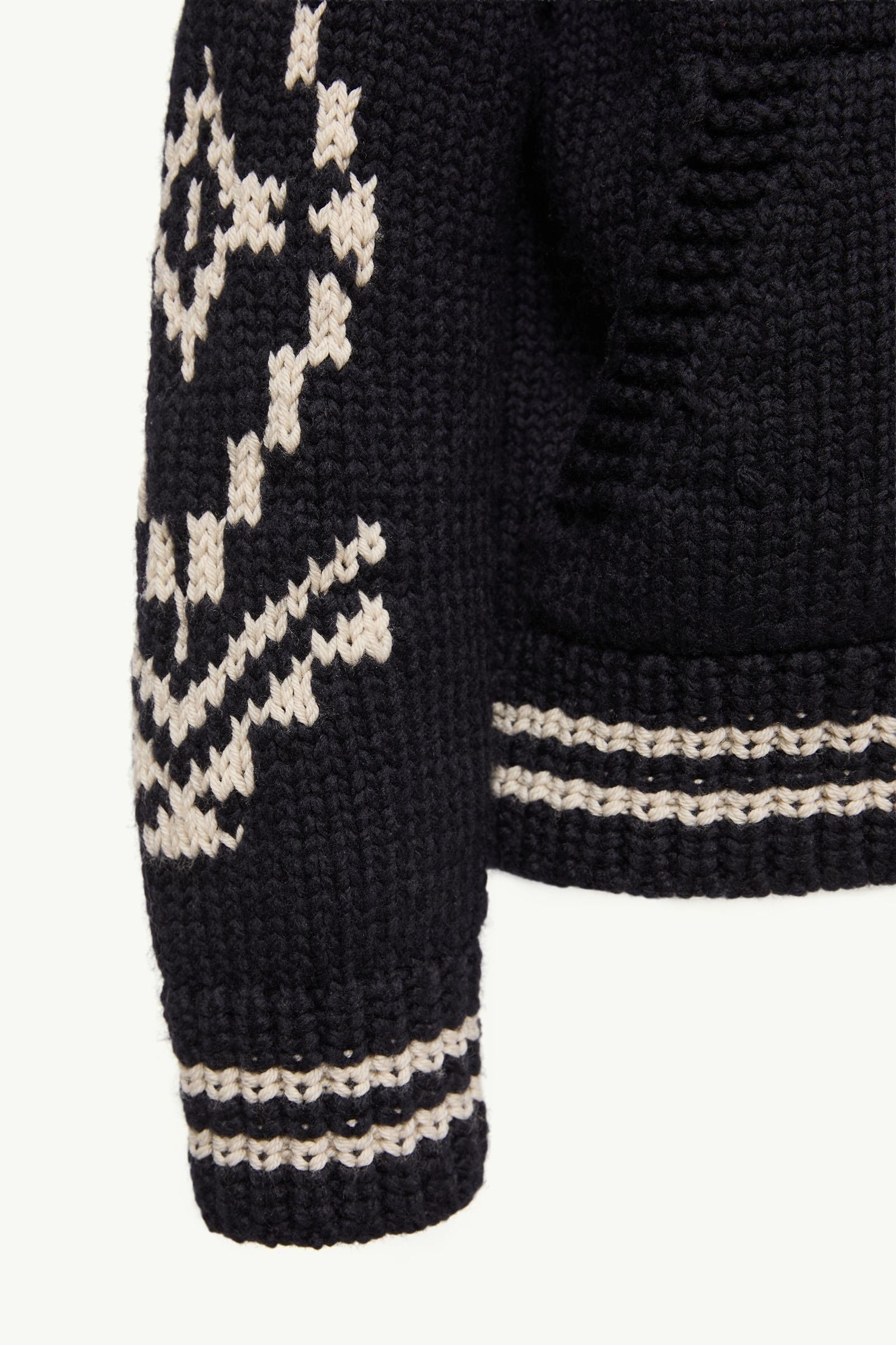 Geometric Jacquard Wool Blend Zip-Up Cardigan - 图片 5