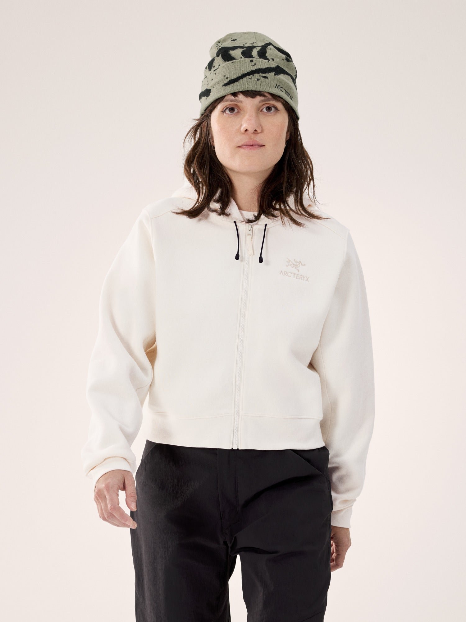 Emblem Fleece Full Zip Crop Hoody Women's